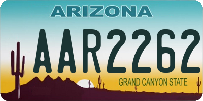 AZ license plate AAR2262