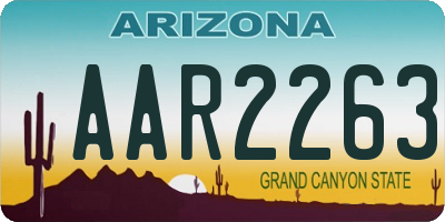 AZ license plate AAR2263