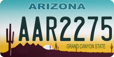 AZ license plate AAR2275