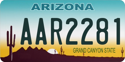 AZ license plate AAR2281