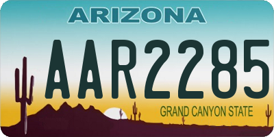 AZ license plate AAR2285
