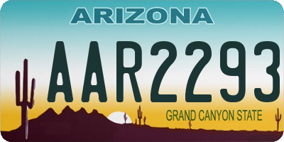 AZ license plate AAR2293