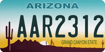 AZ license plate AAR2312