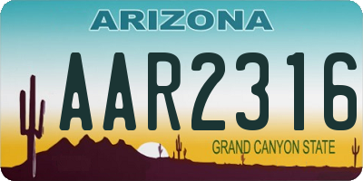 AZ license plate AAR2316