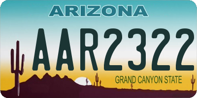 AZ license plate AAR2322