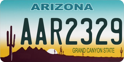 AZ license plate AAR2329
