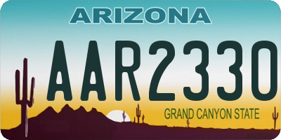 AZ license plate AAR2330