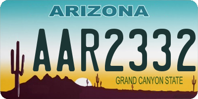 AZ license plate AAR2332