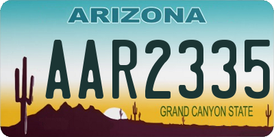 AZ license plate AAR2335