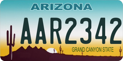 AZ license plate AAR2342