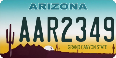 AZ license plate AAR2349