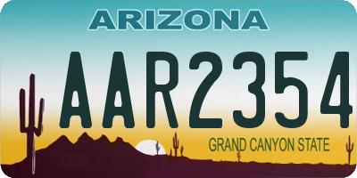 AZ license plate AAR2354