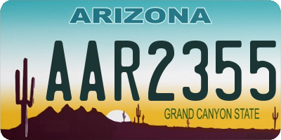 AZ license plate AAR2355