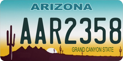 AZ license plate AAR2358