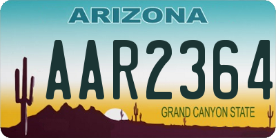 AZ license plate AAR2364