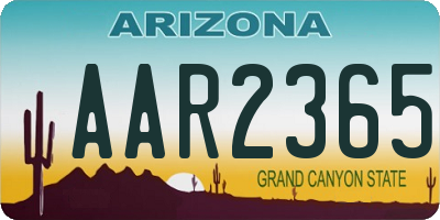 AZ license plate AAR2365