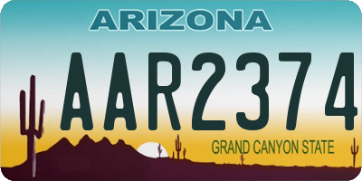 AZ license plate AAR2374