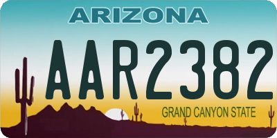 AZ license plate AAR2382