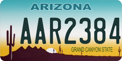 AZ license plate AAR2384