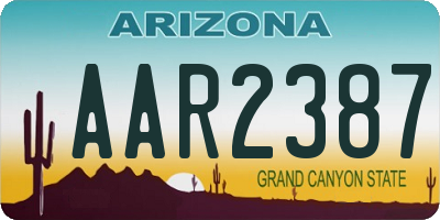 AZ license plate AAR2387