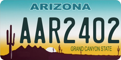 AZ license plate AAR2402