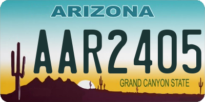 AZ license plate AAR2405