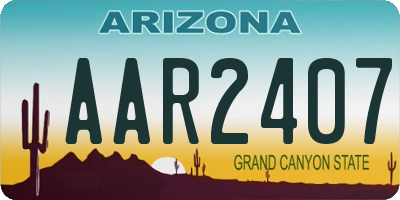 AZ license plate AAR2407