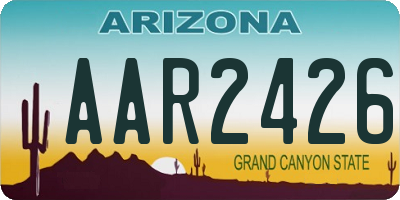 AZ license plate AAR2426