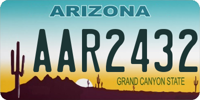 AZ license plate AAR2432