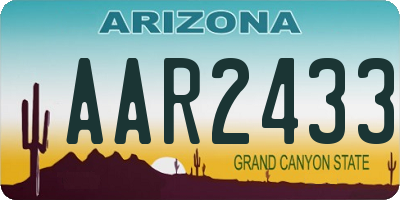 AZ license plate AAR2433