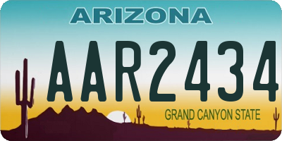 AZ license plate AAR2434