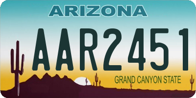 AZ license plate AAR2451