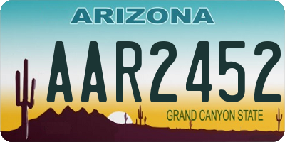 AZ license plate AAR2452