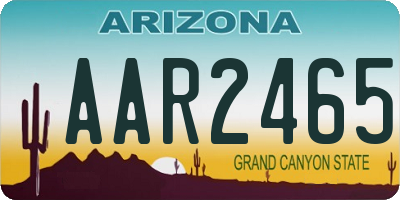 AZ license plate AAR2465