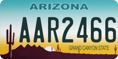 AZ license plate AAR2466