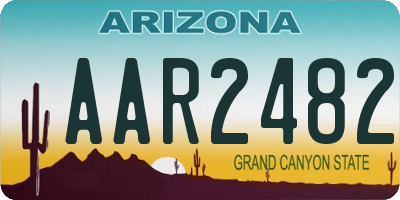 AZ license plate AAR2482