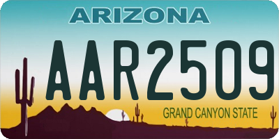 AZ license plate AAR2509