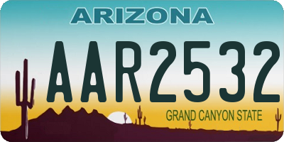 AZ license plate AAR2532