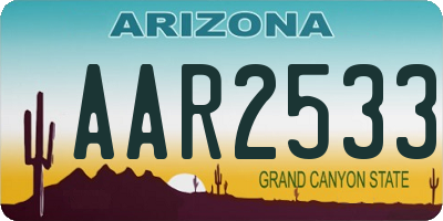 AZ license plate AAR2533