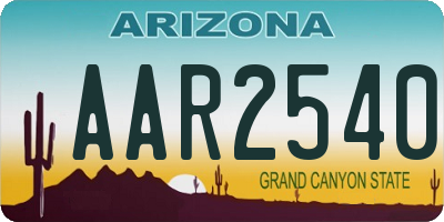 AZ license plate AAR2540
