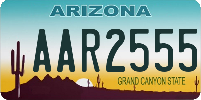 AZ license plate AAR2555
