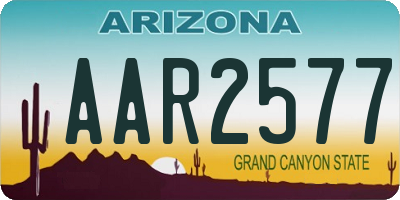 AZ license plate AAR2577