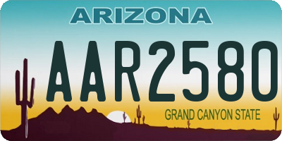 AZ license plate AAR2580