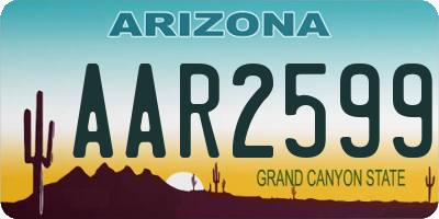 AZ license plate AAR2599