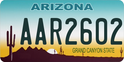 AZ license plate AAR2602