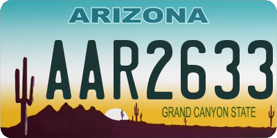 AZ license plate AAR2633