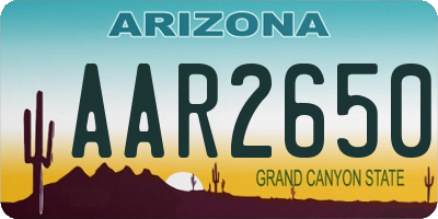 AZ license plate AAR2650