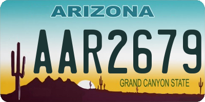 AZ license plate AAR2679