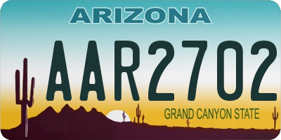 AZ license plate AAR2702