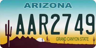 AZ license plate AAR2749